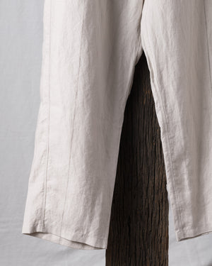 Thin Striped Linen Silk Twill Drop Crotched Trousers
