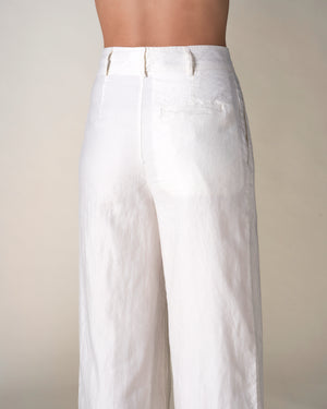 Cropped Tailored Pant Linen / Cotton White