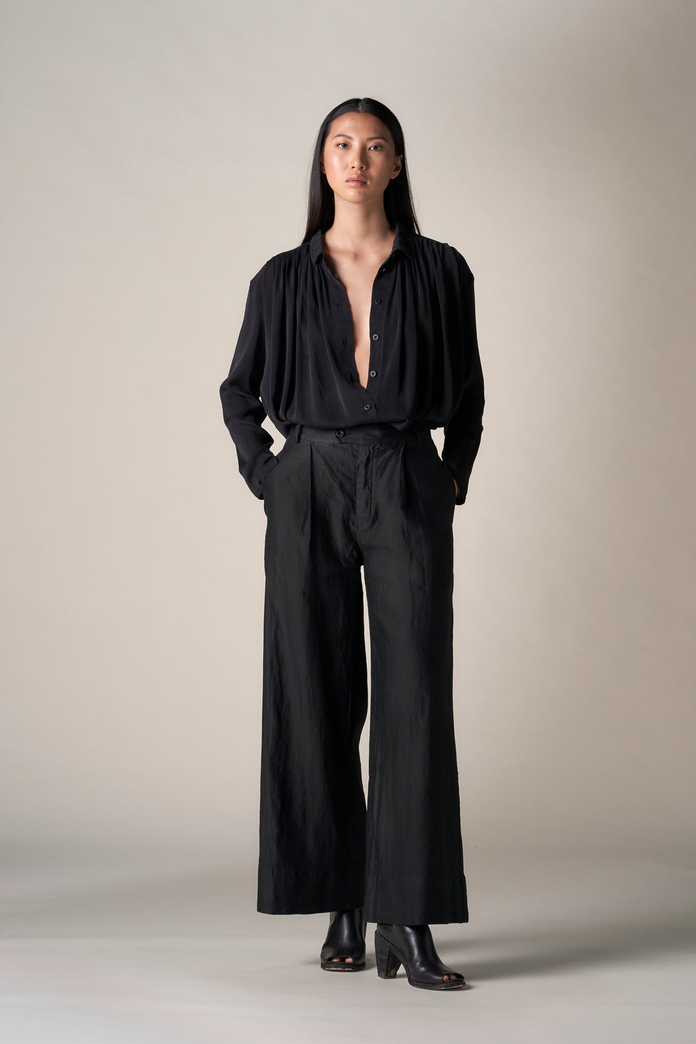 Full Tailored Pant Linen / Cotton Black