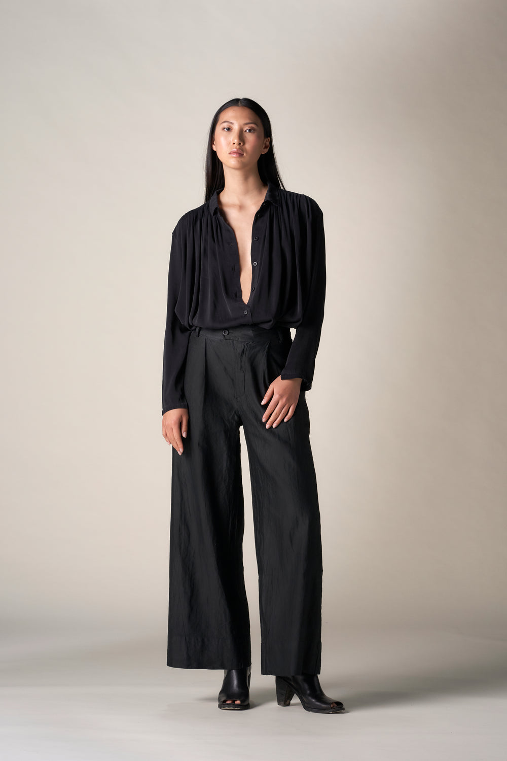 Full Tailored Pant Linen / Cotton Black