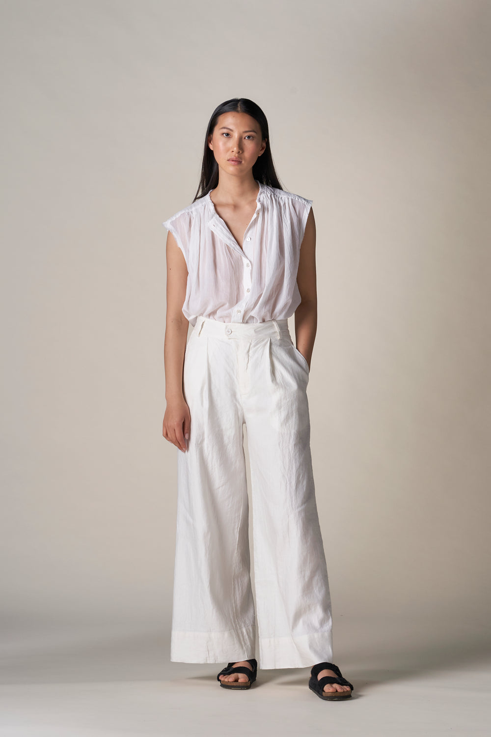 Full Tailored Pant Linen / Cotton White