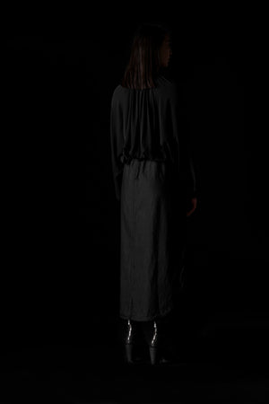 Shirt Hem Skirt Linen/ Cotton Black