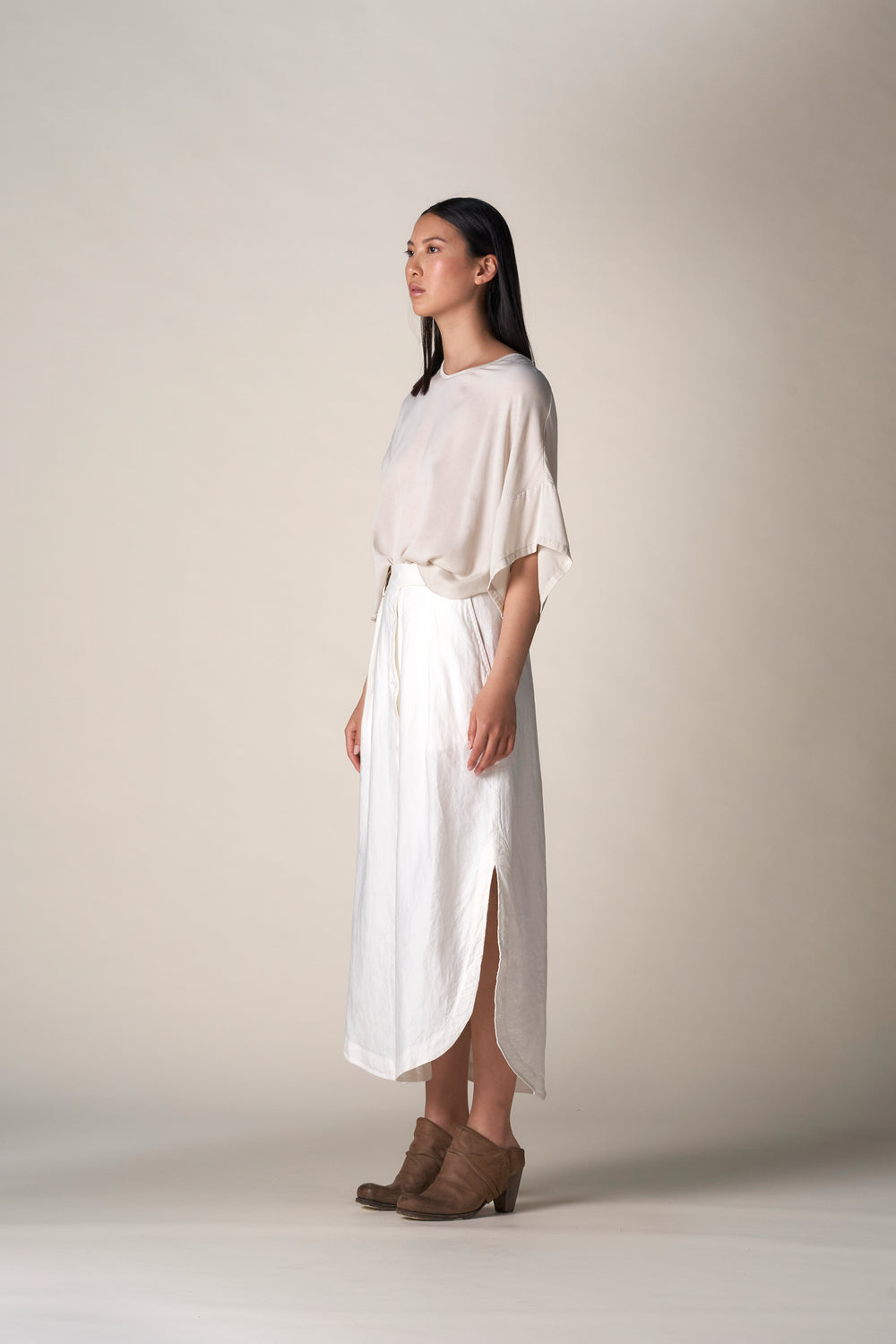 Shirt Hem Skirt Linen / Cotton White