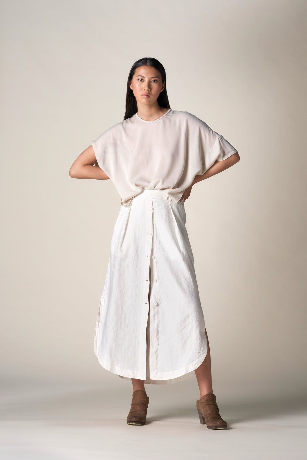 Shirt Hem Skirt Linen / Cotton White