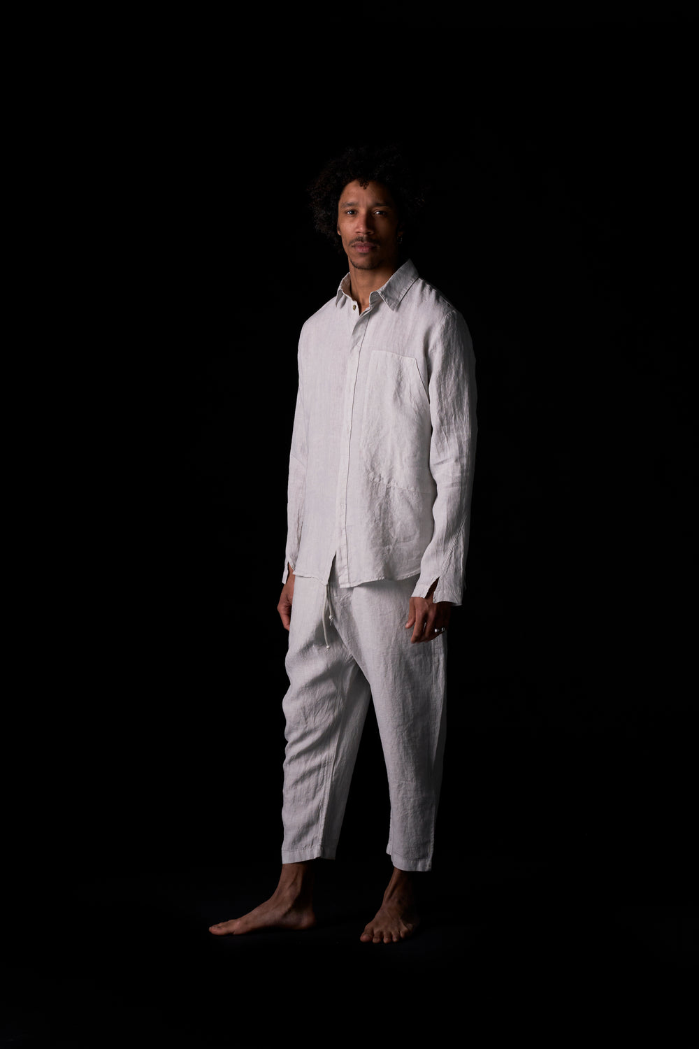 Pocketed Shirt Washed Linen Ash