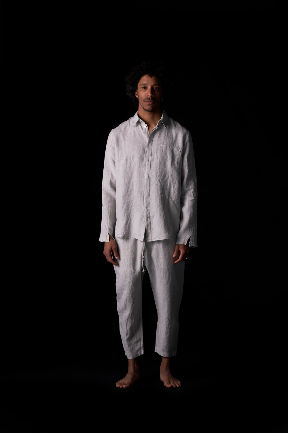 Pocketed Shirt Washed Linen Ash