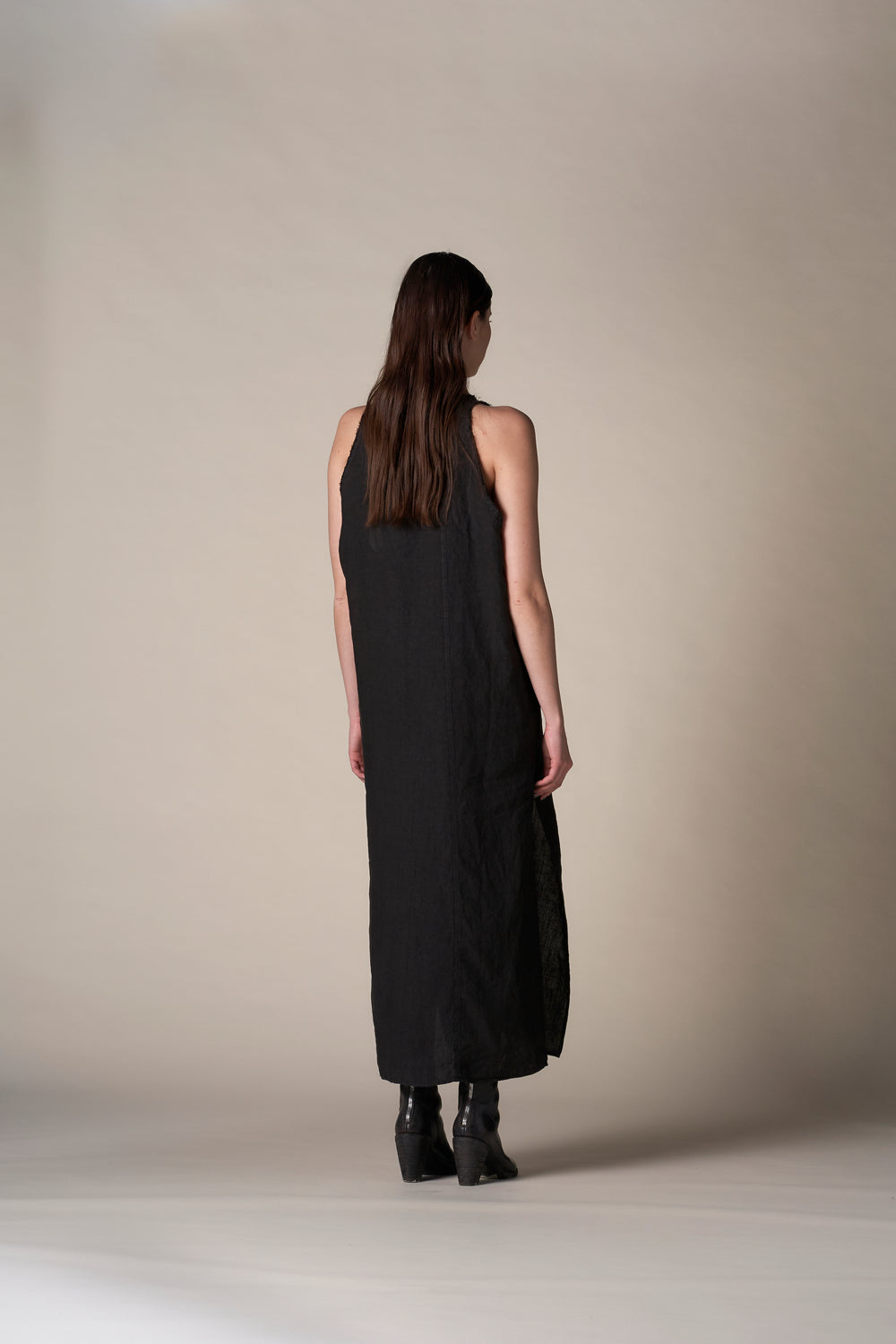 Racer Dress Washed Linen Black