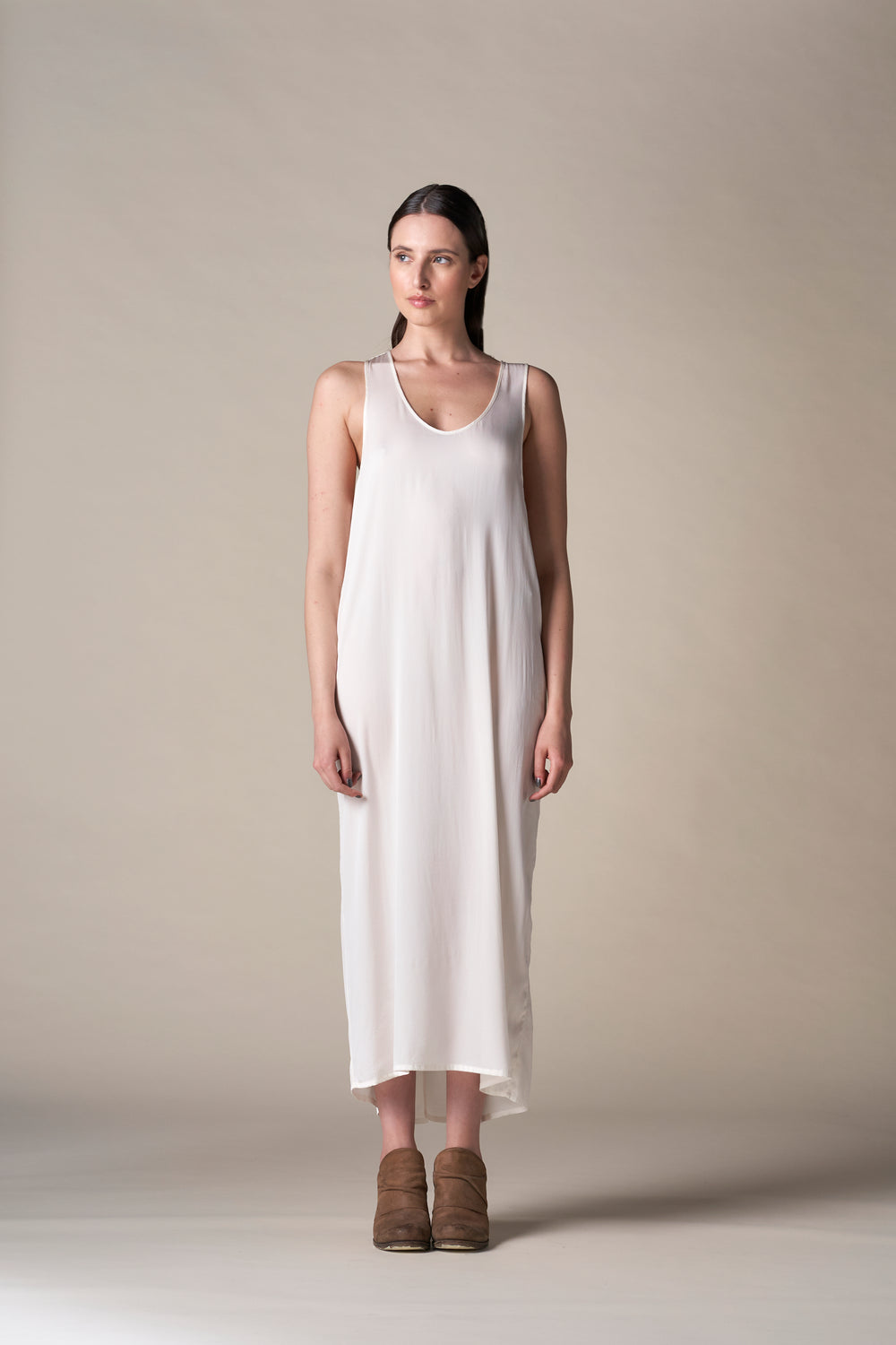 Silk Classic Tank Dress White