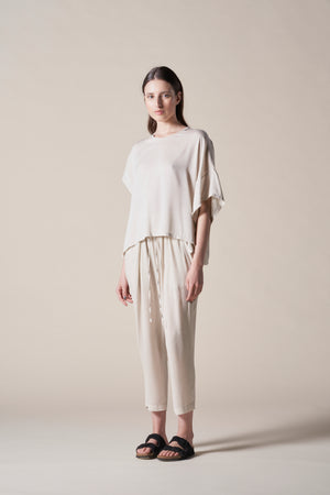 Silk Cropped Easy Pant Sand