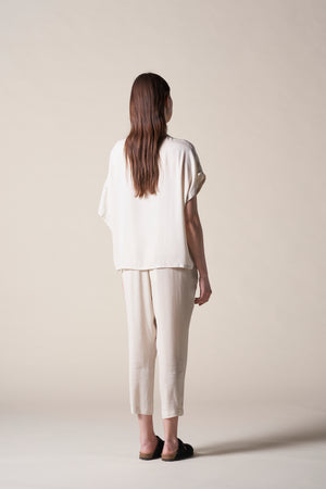 Silk Cropped Easy Pant Sand