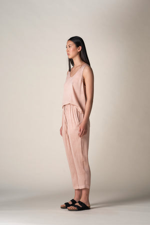 Silk Cropped Easy Pant Terracotta