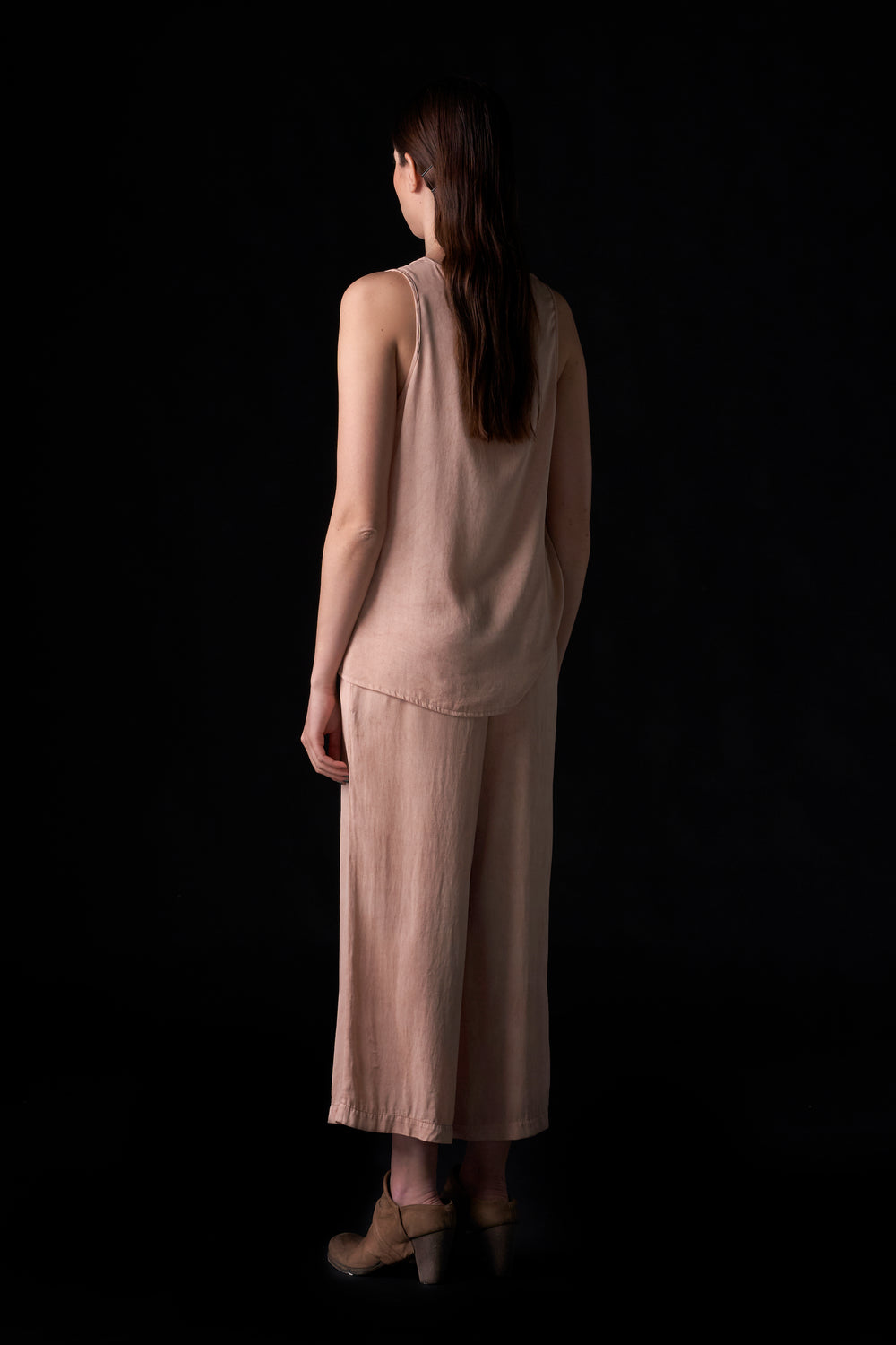 Silk High Waist Crop  Pant Terracotta