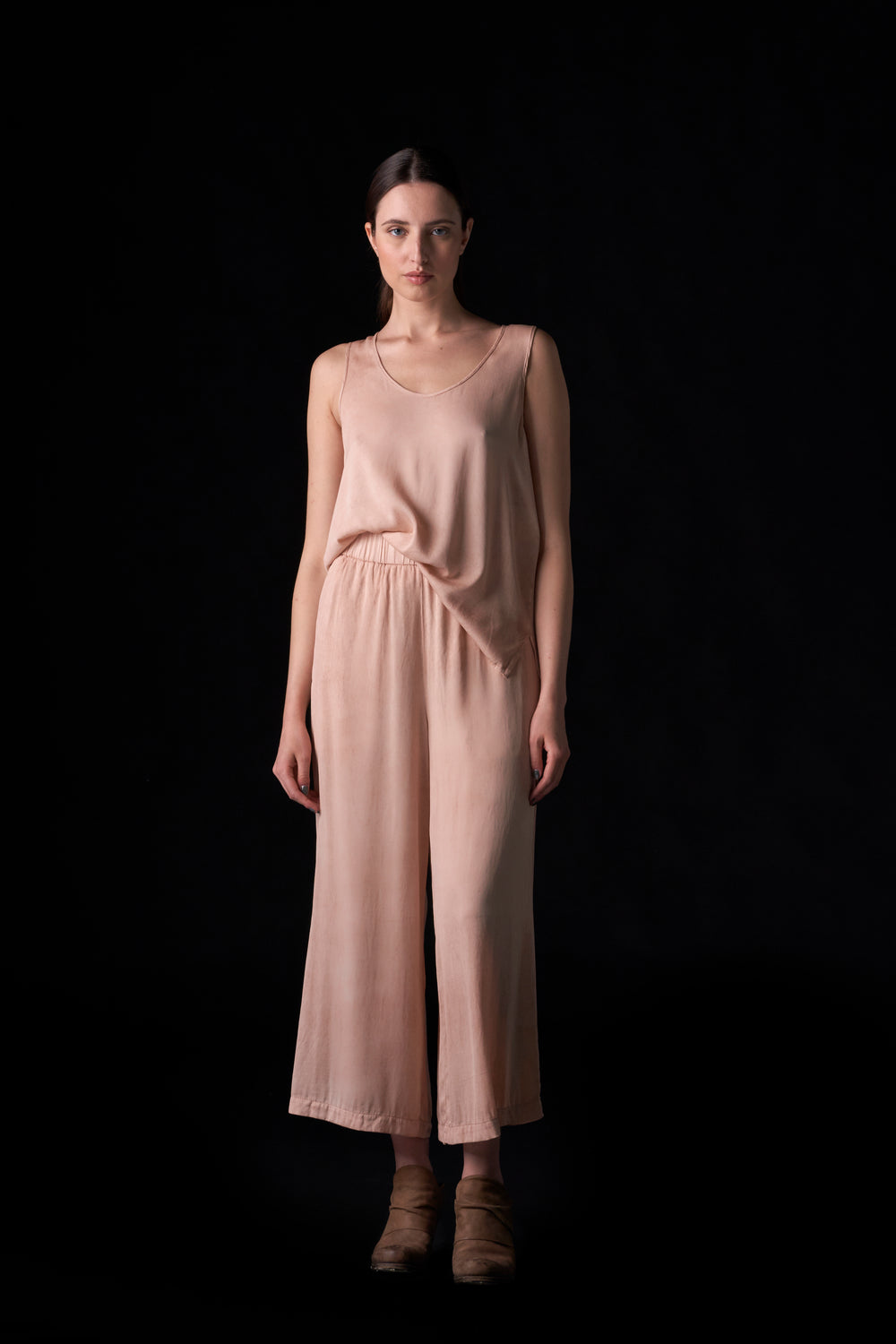 Silk High Waist Crop  Pant Terracotta