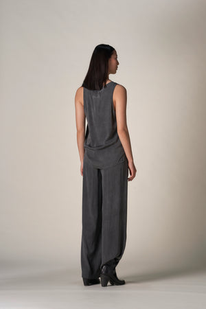 Silk High Waist Pant Charcoal