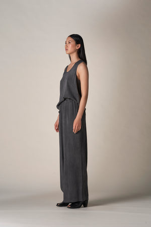 Silk High Waist Pant Charcoal