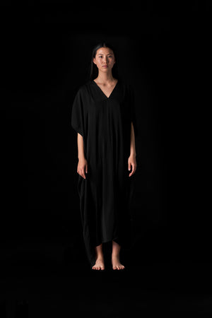 Silk Long Kaftan Black