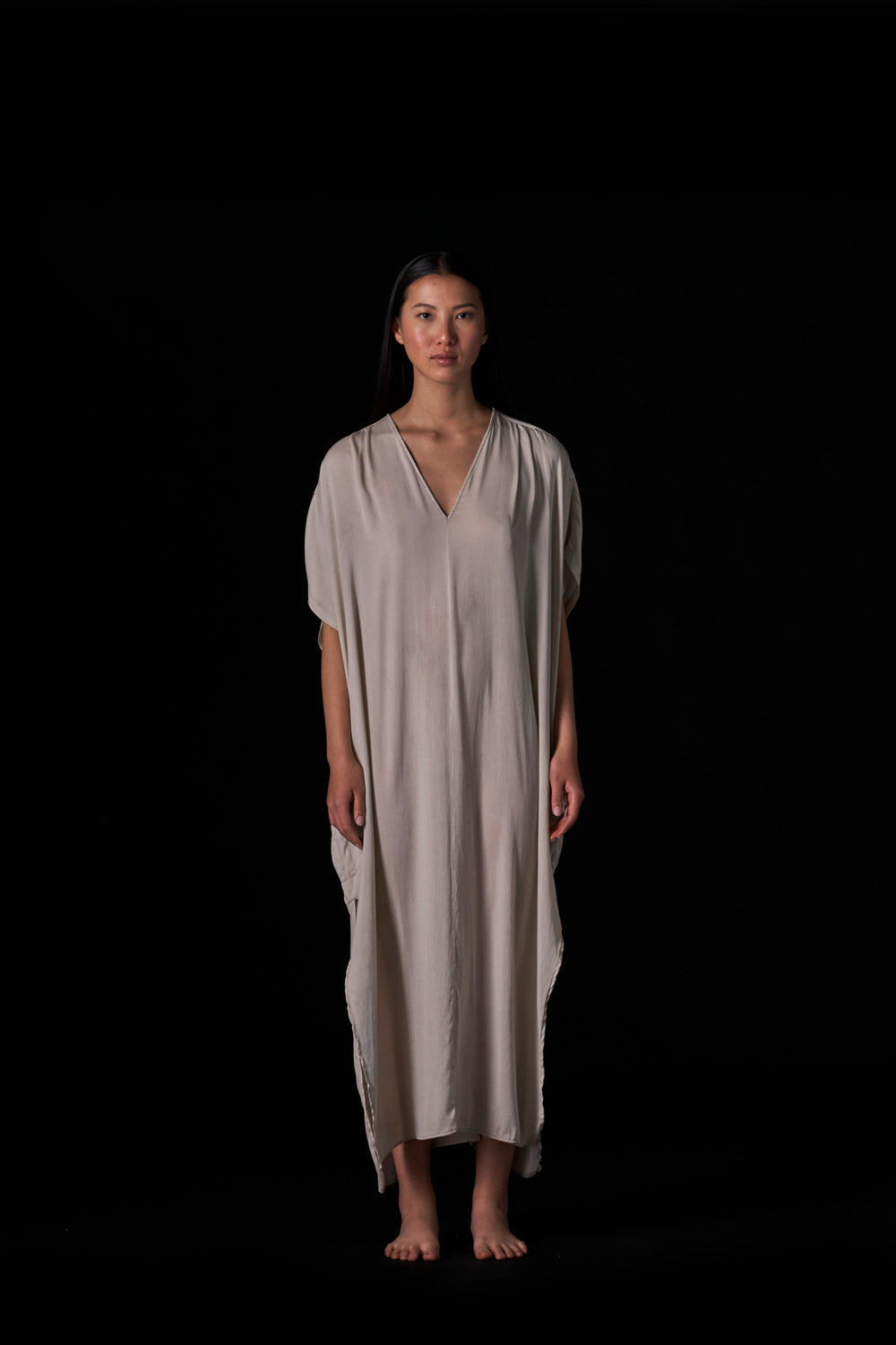 Silk Long Kaftan Sand