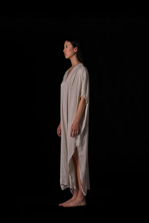 Silk Long Kaftan Sand