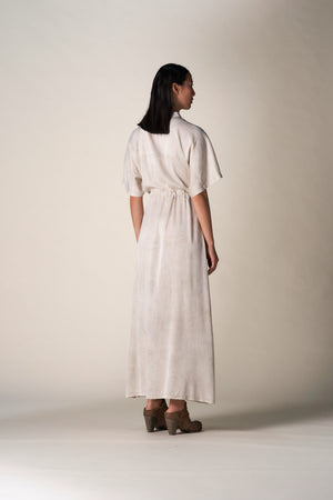 Silk Long Kimono Dress Sand