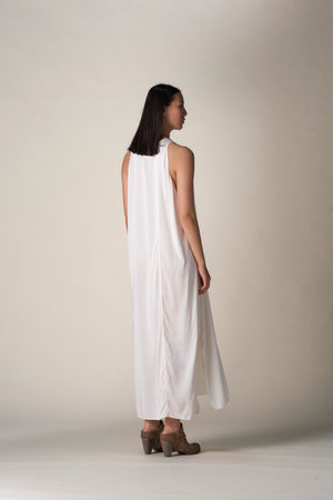 Silk Racer Dress White