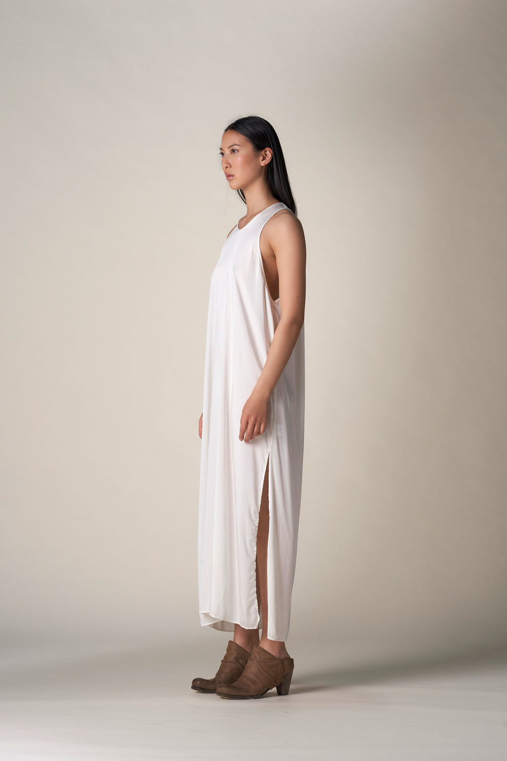 Silk Racer Dress White