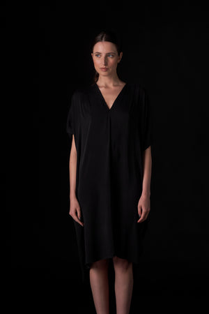 Silk Short Kaftan Black