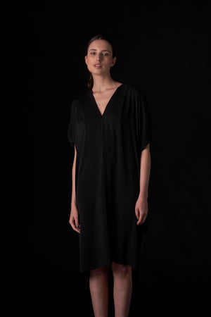 Silk Short Kaftan Black