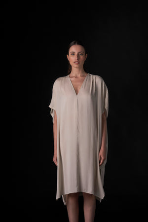 Silk Short Kaftan Sand