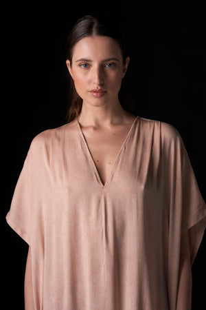 Silk Short Kaftan Terracotta