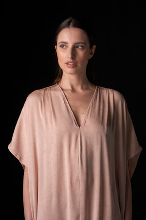 Silk Short Kaftan Terracotta