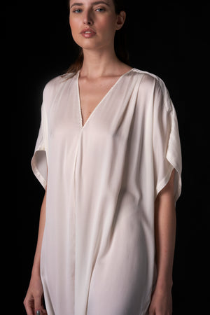 Silk Short Kaftan White