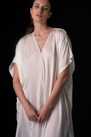 Silk Short Kaftan White