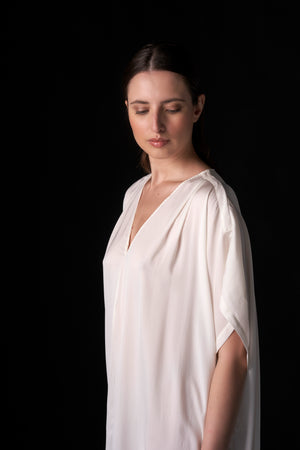 Silk Short Kaftan White