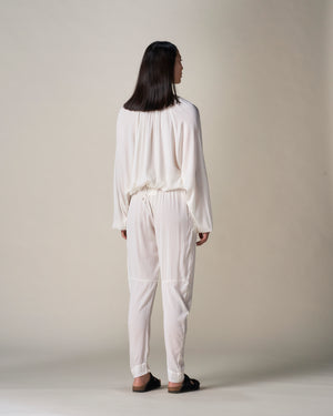 Silk Slim Pant White