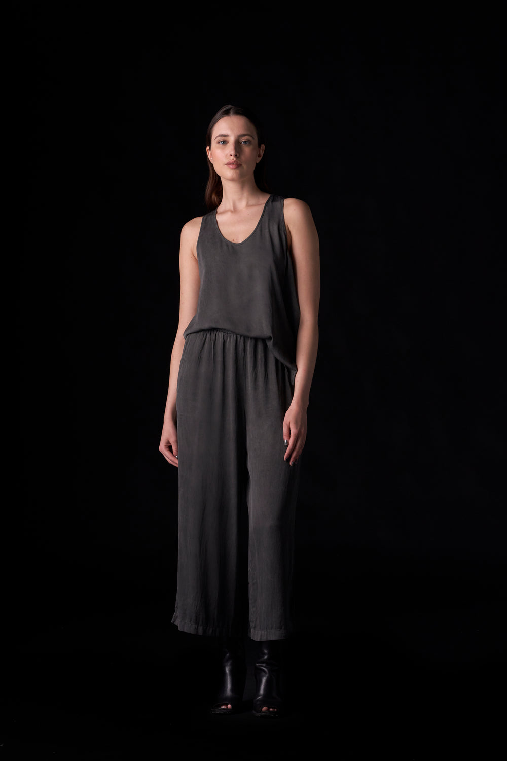 Silk Tank Top Charcoal