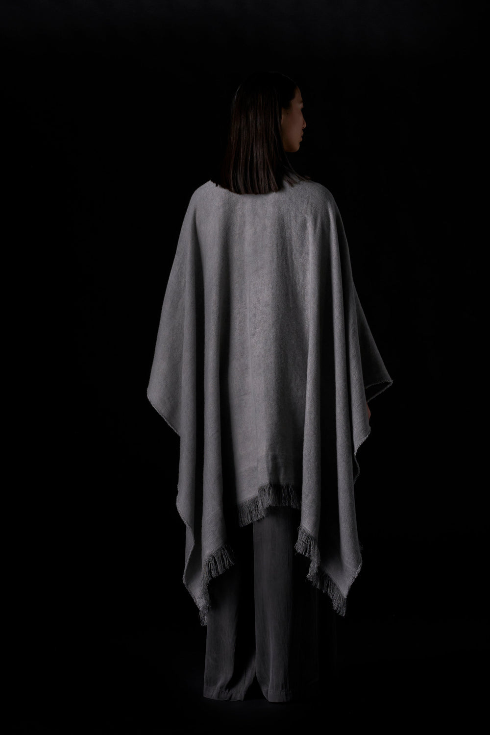 Long Wearable Blanket Cashmere and Hemp Charcoal