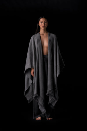 Long Wearable Blanket Cashmere and Hemp Charcoal