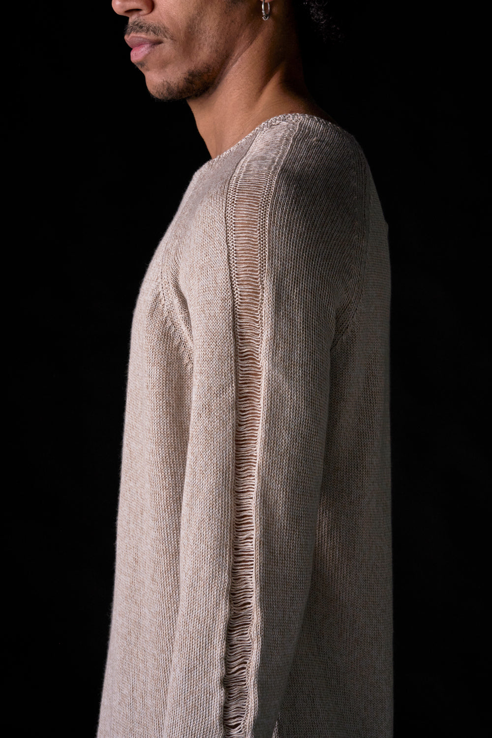 Undone Sweater Hemp Cashmere Marmo/ White