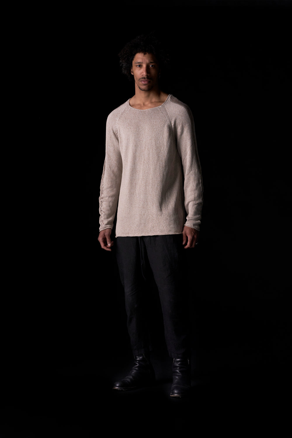 Undone Sweater Hemp Cashmere Marmo/ White