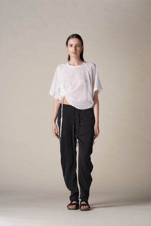 Drawstring Top Voile White