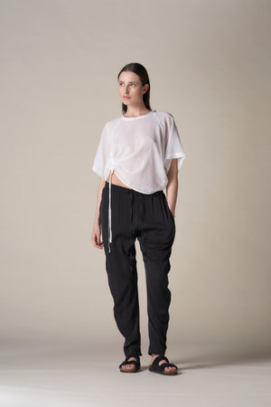 Drawstring Top Voile White