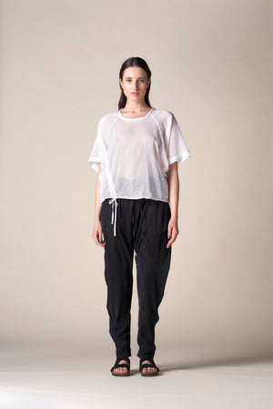 Drawstring Top Voile White