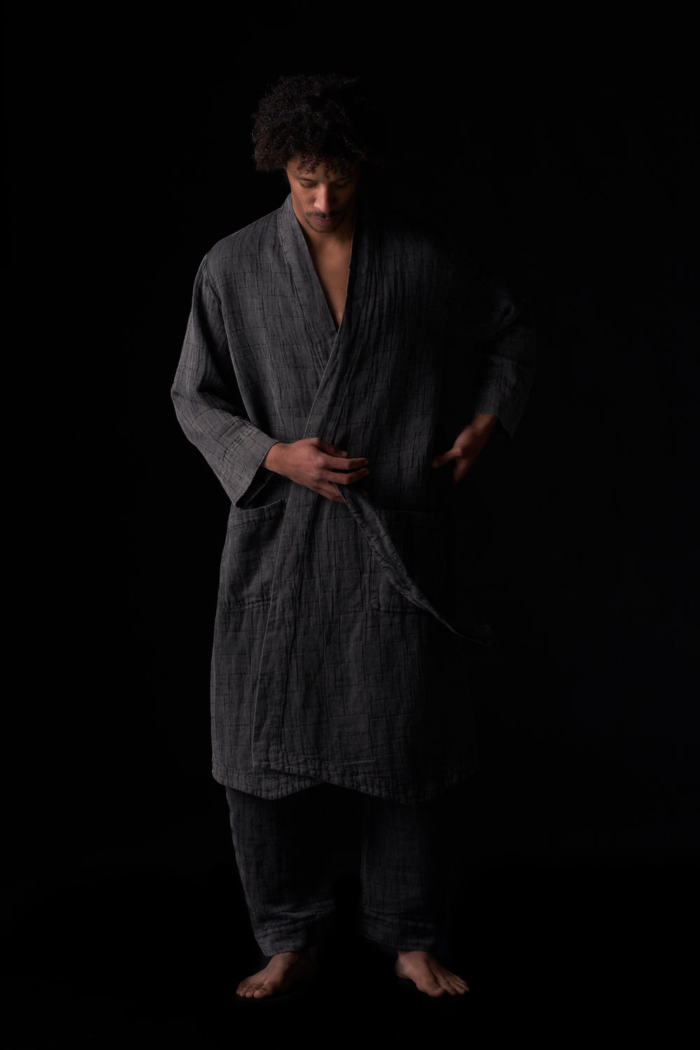 Jacquard Home Coat Washed Black