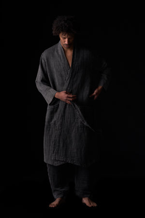 Jacquard Home Coat Washed Black