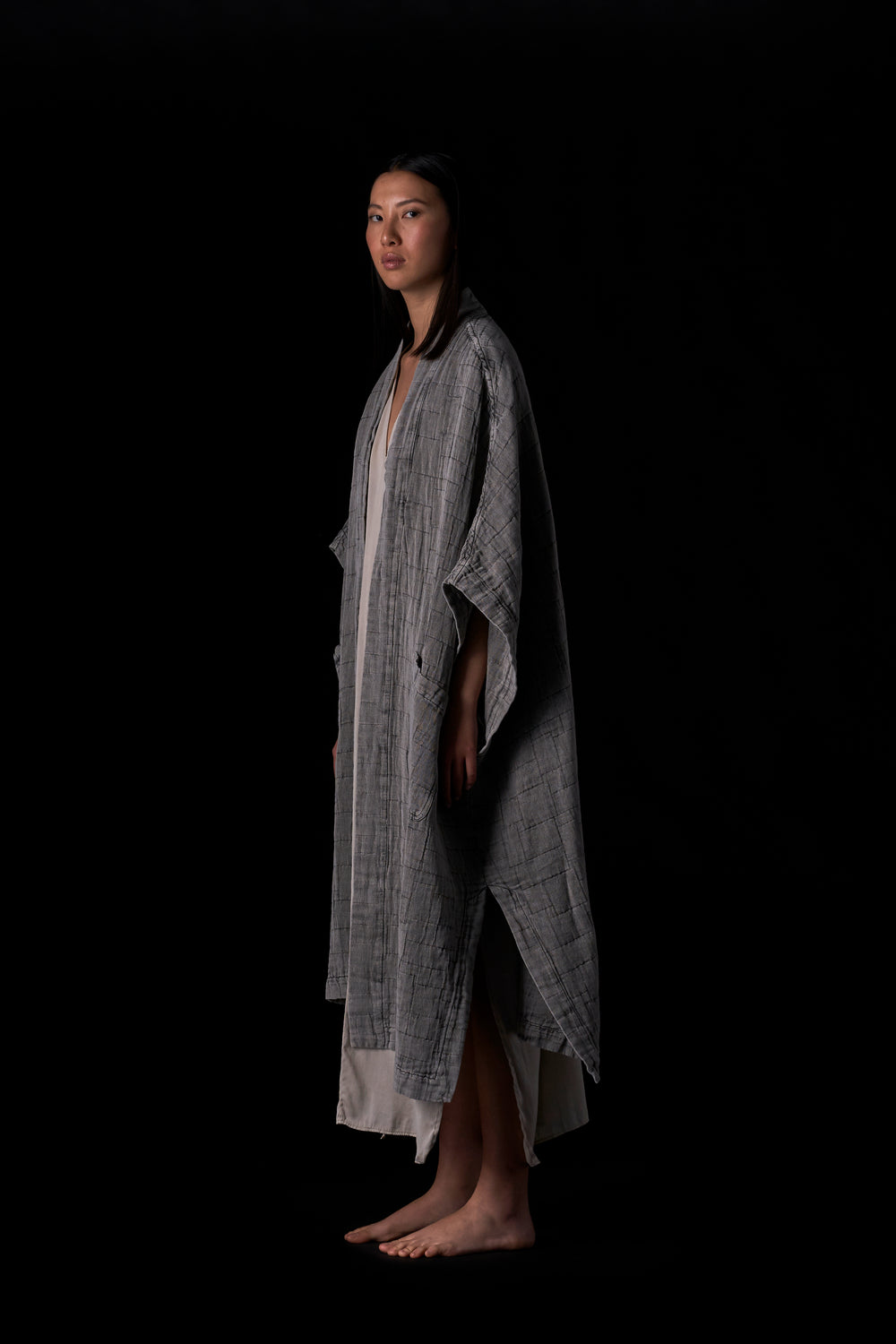 Jacquard Sleeveless Kimono Sandstone