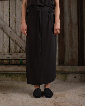 Drawstring Skirt Silk Crepe Chocolate