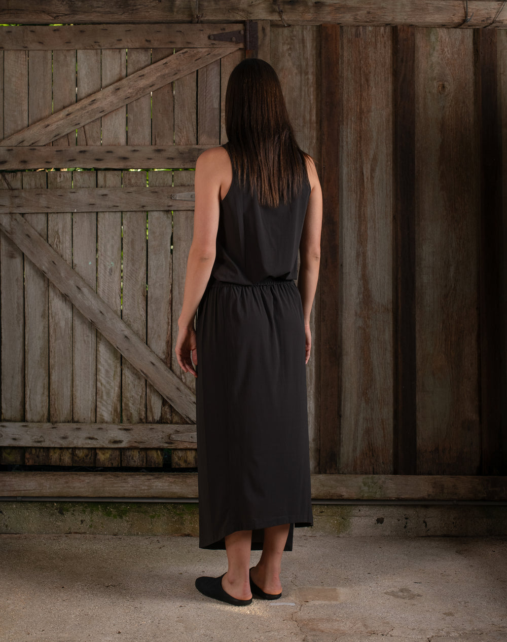Drawstring Skirt Silk Crepe Chocolate