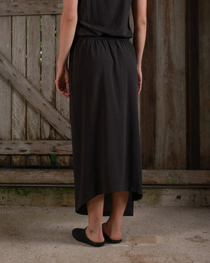 Drawstring Skirt Silk Crepe Chocolate