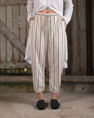 Easy Pant Linen Cotton Stripe Natural
