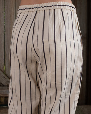 Easy Pant Linen Cotton Stripe Natural